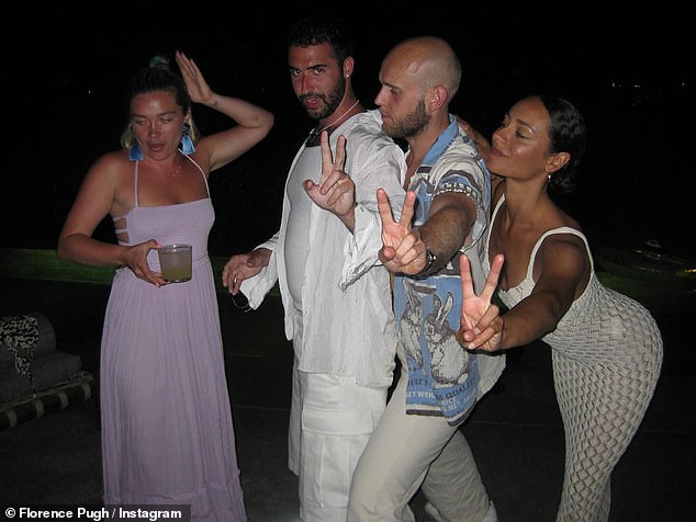 In one of the photos Florence shared, she was seen wearing a gorgeous lilac maxi summer dress as she danced the night away with her girlfriends.