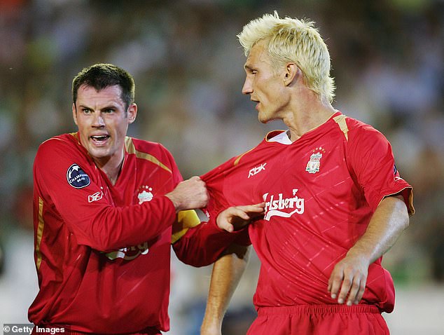 The 46-year-old also believed he was most successful at Liverpool when he partnered Sami Hyypia (right)