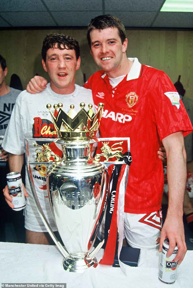 Carragher also named several other Premier League legends in his list of the greatest central defensive duos of all time, including former United duo Gary Pallister (right) and Steve Bruce (left)