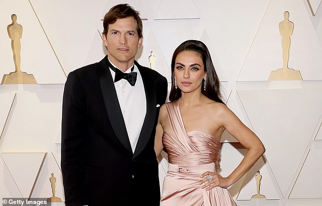 In September 2023, Kutcher resigned from the child abuse organization he founded in 2009 after he was criticized for writing a letter to the court in support of his former colleague and friend Danny Masterson, who was convicted of rape. Pictured: Kutcher with his wife, Mila Kunis