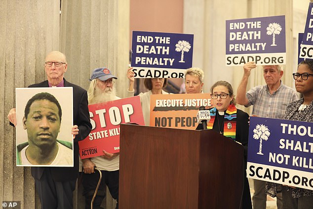 South Carolina for Alternatives to the Death Penalty Director Rev. Hillary Taylor speaks at a press conference on Thursday, September 19