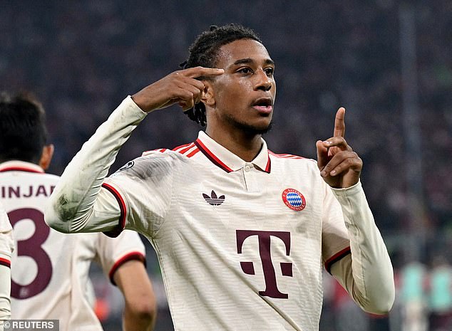 Michael Olise scored twice in Bayern Munich's 9-2 win over Dinamo Zagreb on Tuesday