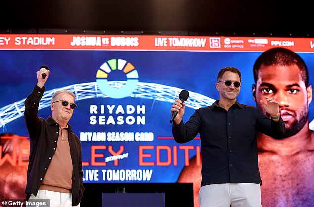 Promoters Frank Warren (left) and Eddie Hearn (right) both appeared in good spirits at the weigh-in