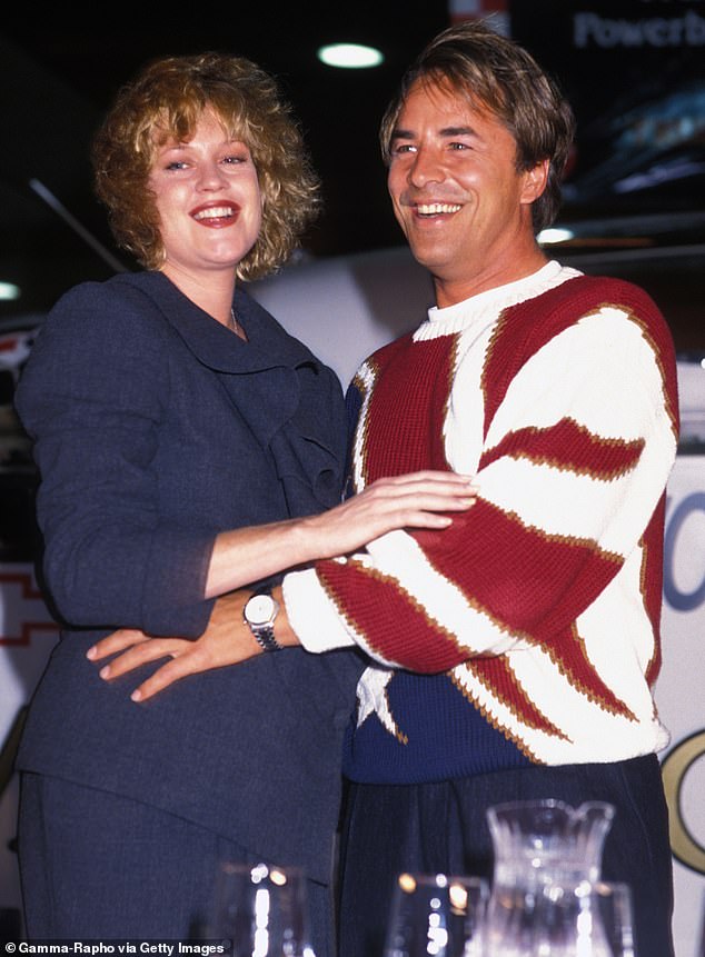 Melanie was married to Don Johnson in 1976 and again from 1989 to 1994, seen here in 1989 when she was pregnant with Dakota Johnson