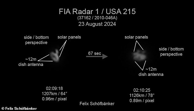 Topaz, developed by Boeing, comprises a series of five satellites used to gather intelligence on the ground. Felix Schöfbänker, from Austria, spotted all five in orbit