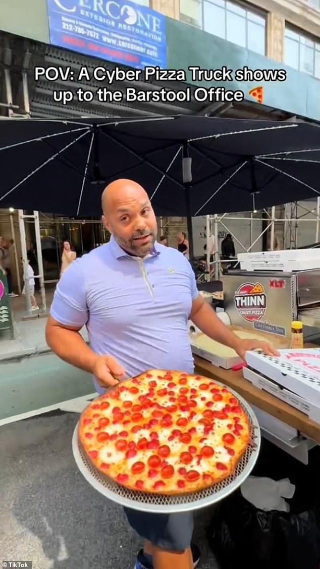 The men went viral after Arbelaez stopped by Barstool Sports' New York headquarters to hand out pizza to employees and bystanders