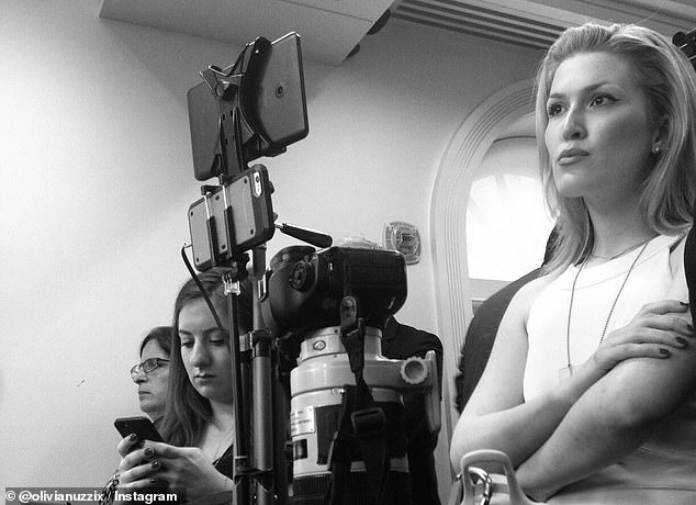 An aide to Vice President Mike Pence recalled that Olivia Nuzzi (right), photographed in the White House press briefing room, was 