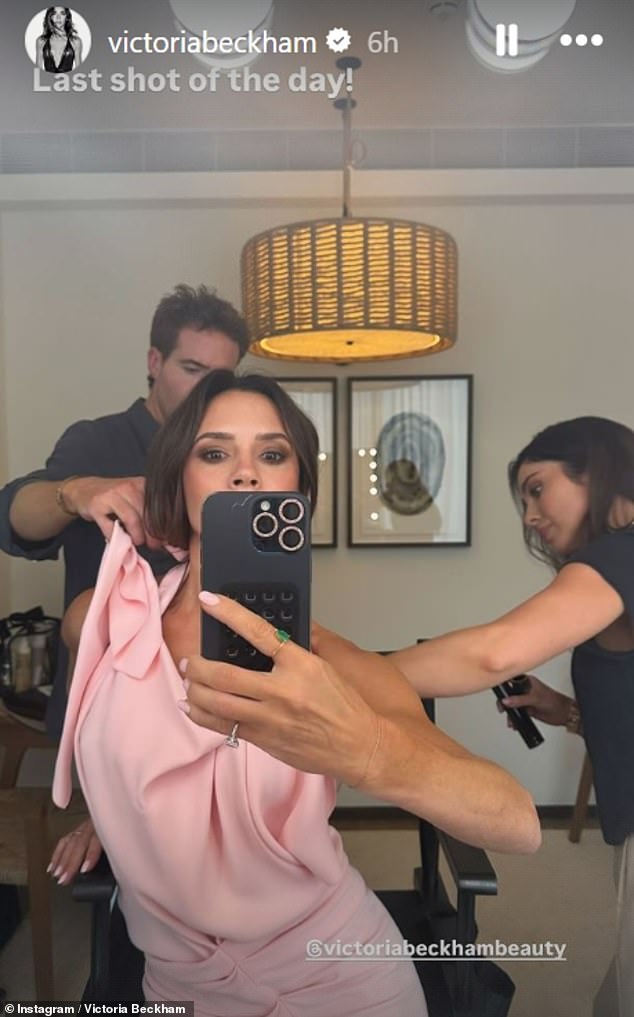 The former Spice Girl, 50, took to Instagram to treat fans to photos of herself getting ready on set