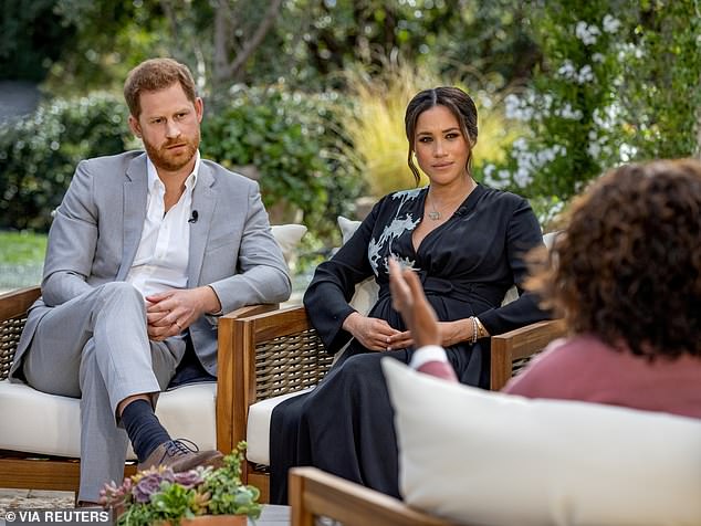 Prince Harry and Meghan Markle during their infamous interview with Oprah Winfrey