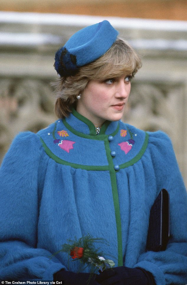 Princess Diana attends a church service in Windsor on Christmas Day in 1981