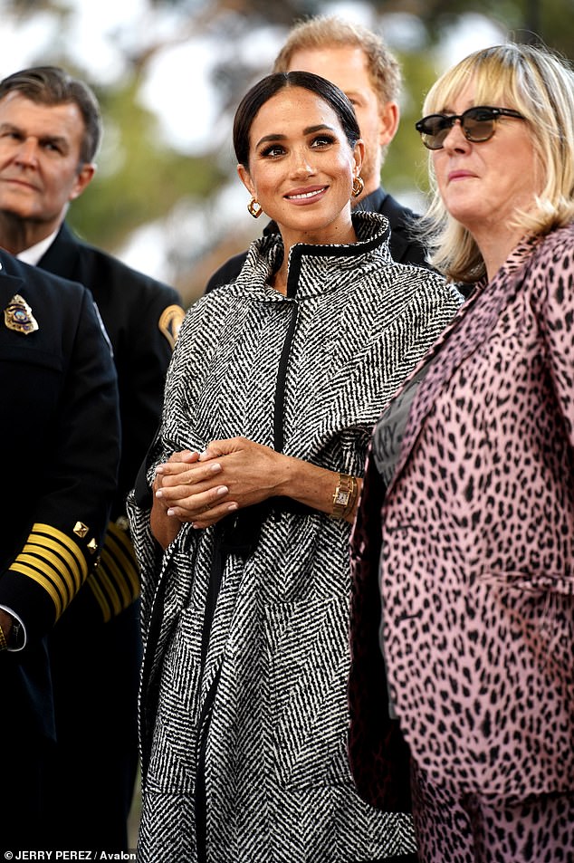 Meghan opted for a sophisticated, chic look at last year's event in a monochromatic jacket with her hair pulled back in a clean-girl style