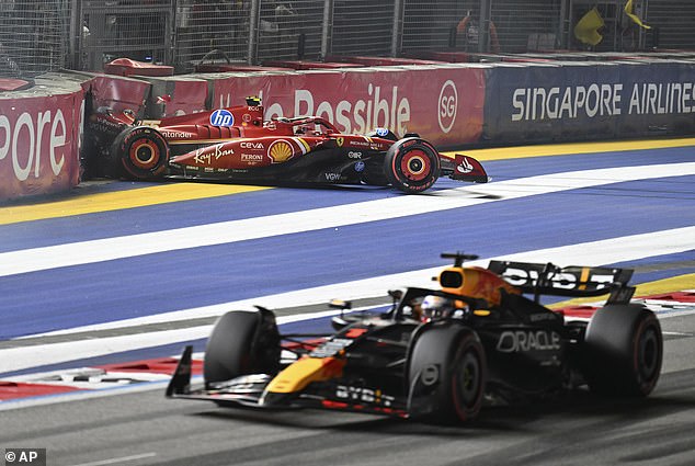 Max Verstappen qualified second in his Red Bull, while Carlos Sainz crashed in his Ferrari