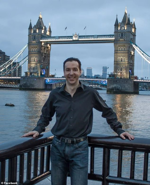 Smolin fought to keep his identity as the author of Seduction Chronicles of a Psychopath, which he sold on Amazon, a secret. He is pictured in front of Tower Bridge in London