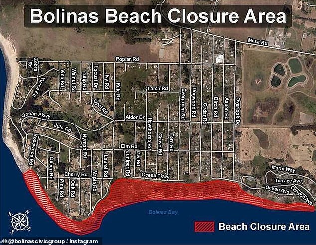 Pictured: The affected areas along Bolinas Bay