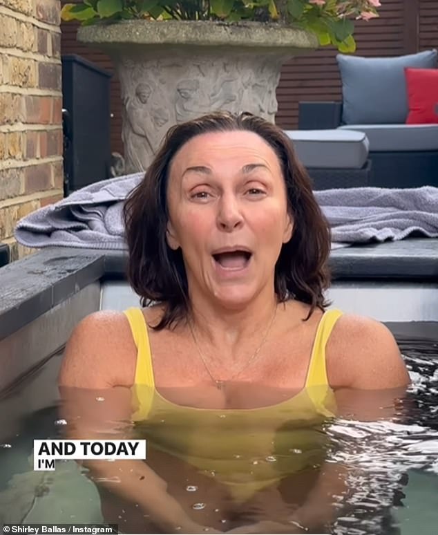 The star revealed that when she first started cold water therapy she could only sit at a temperature of six degrees, while her body has now adapted to the freezing temperature of just three degrees