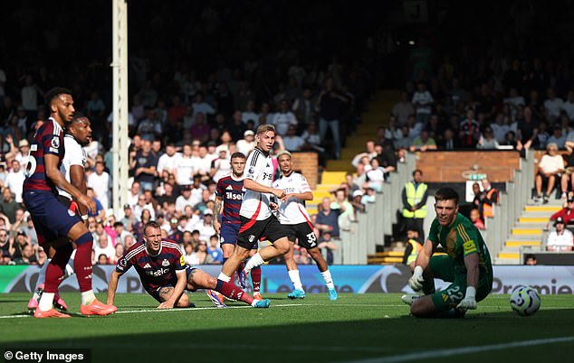 Emile Smith Rowe (centre) doubled their lead in the 22nd minute of the match