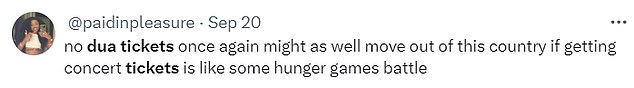 Fans of Taking to X - formerly known as Twitter - shared their frustration, describing the ticket-getting process as 'kind of like a Hunger Games fight'