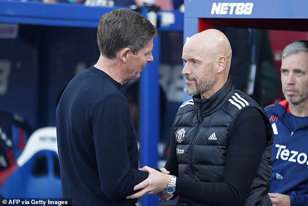 Erik ten Hag (right) opted to drop Marcus Rashford for United's visit to south London