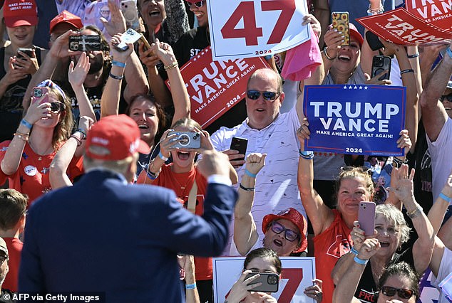 Trump is greeted with a raucous reception in Wilmington, North Carolina