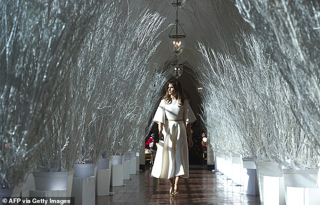 While her controversial husband, Donald Trump, was in office, Melania decorated the White House with balsam fir trees dripping with icicles, which social media users found creepy and chilling