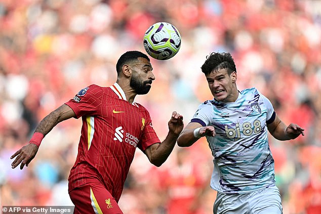 The torment Milos Kerkez endured at the hands of Salah became apparent in first-half injury time when he felt compelled to bring down the Egyptian