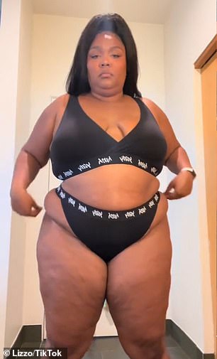 She uploaded a before and after video to TikTok showing the singer in a black bralette top and matching panties from her Yitty shapewear brand