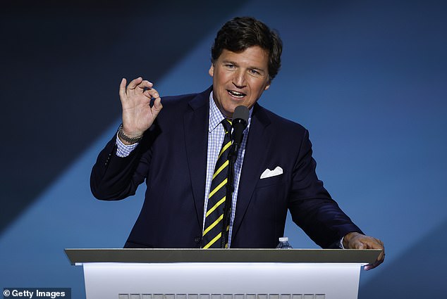 Carlson's visit is part of a nationwide tour featuring conservative guests including Donald Trump Jr., Glenn Beck and Marjorie Taylor Greene