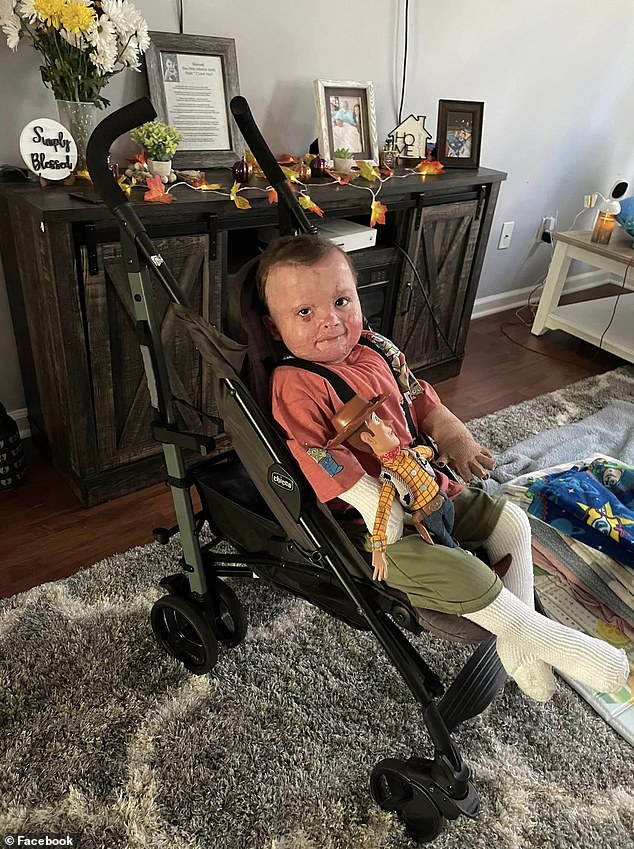 His faithful Woody figure has been by his side the whole way as he continues to put on a brave face on his road to recovery, while his father faces a litany of charges for his actions