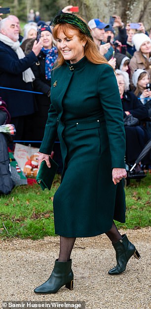 For last year's Christmas service at Sandringham, Sarah exuded elegance in an emerald green coat by Kate's longtime designer Holland & Cooper