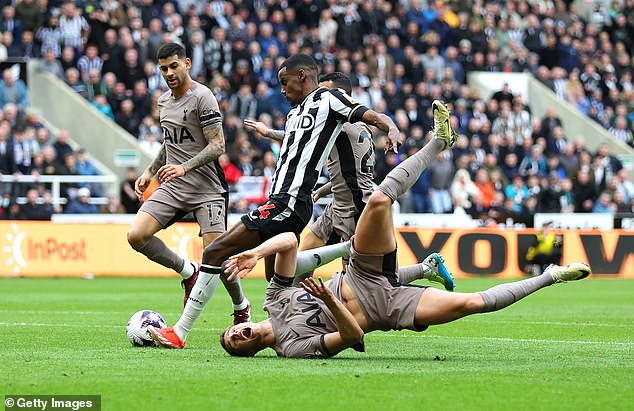 Tottenham's Van de Ven was knocked to the ground by Alexander Isak last season