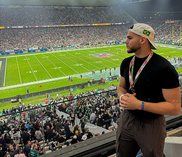 Barros was captain of the U20 national team and recently attended the first NFL game in Brazil