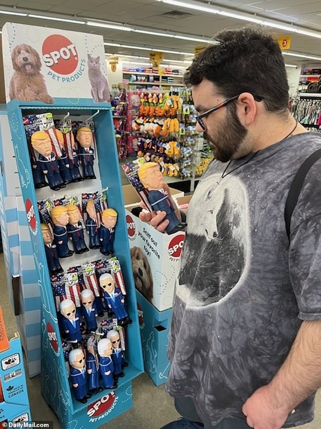 Dog owner Donny Russo plans to cast his first vote for Trump in November. But he was only tempted by dog ​​treats that looked like Trump or President Joe Biden