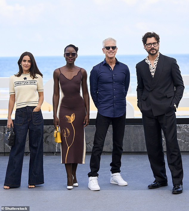 Lupita then joined fellow actors including Casa De Papel alumnus Alvaro Morte (right) and director Chris Sanders (center)