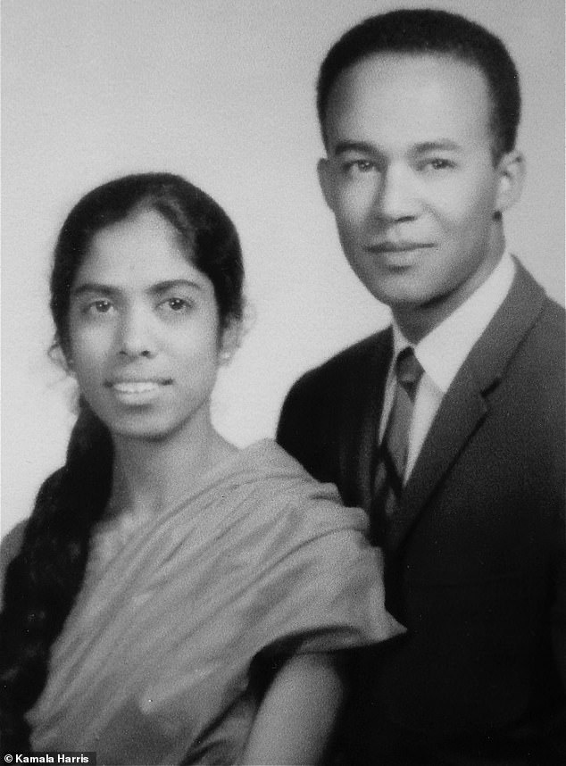 Harris was born to Shyamala Gopalan, an Indian cancer researcher, and Donald Harris, a black economics professor from Jamaica (pictured together in the 1960s)