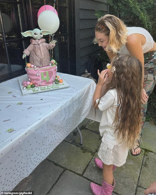 On Thursday, Gigi hosted a Baby Yoda-themed party for her daughter Khai's 4th birthday