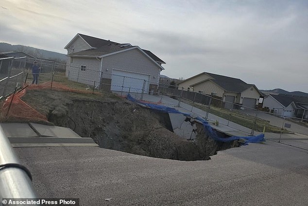 Another photo by Tonya Junker shows the same sinkhole, which was created in 2020 as a result of work near an old mining site