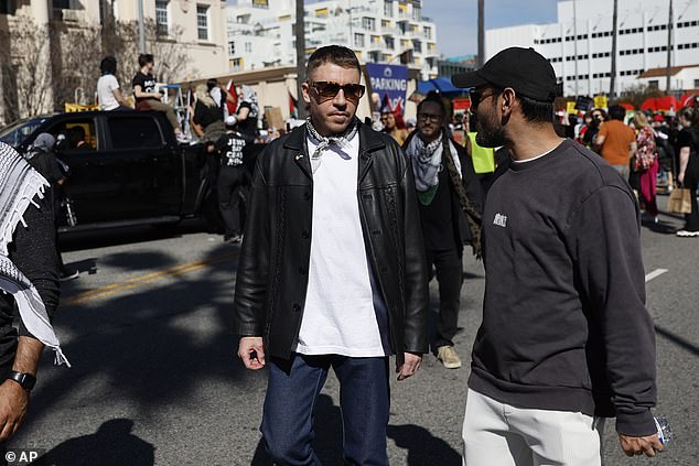 The 41-year-old Seattle resident, who was photographed in Los Angeles in March, encouraged people to join the chants 