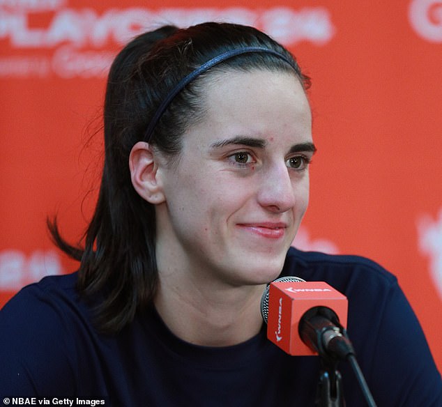 Clark had a clear eyelid over her right eye during her post-match press conference