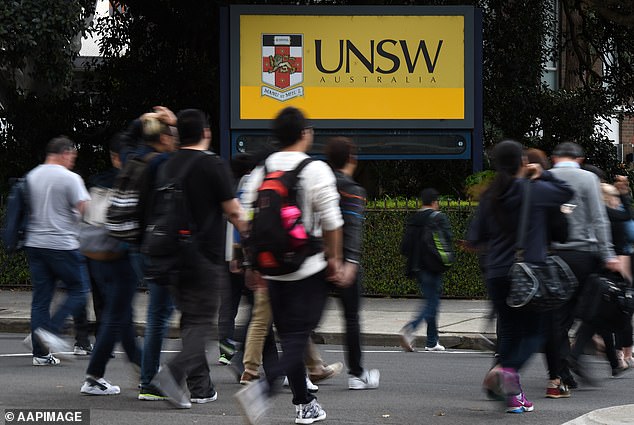 International students, classified as long-term arrivals, make up the largest proportion of Australia's immigration flow (pictured is the University of New South Wales)