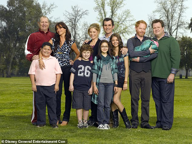 The cast also included Ed O'Neill, Rico Rodriguez, Sofia Vergara, Nolan Gould, Julie Bowen, Ariel Winter, Ty Burrell, Sarah Hyland and Jesse Tyler Ferguson, seen in 2009