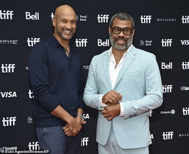 The two longtime friends eventually lived apart after spending time together creating their art, with Peele in Los Angeles and Key in New York City; they are pictured in Toronto in September 2022