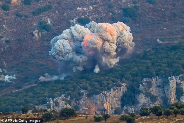 Smoke rises from the site of an Israeli airstrike in Marjayoun, near the Lebanon-Israel border