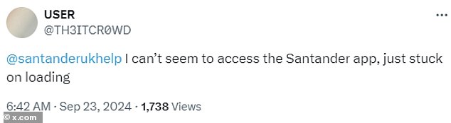 'Just stuck on loading,' says one customer, but the bank's service status page claims all services are available as normal