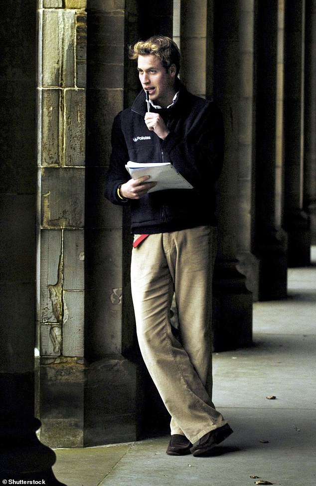 Prince William at St Salvator's, his first-year student accommodation, in November 2004