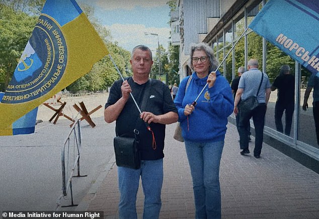 Kompaniiets (right) had spent two years searching for evidence that her linguist son was still alive after he disappeared in the collapse of the Illich steel plant in Mariupol in April 2022