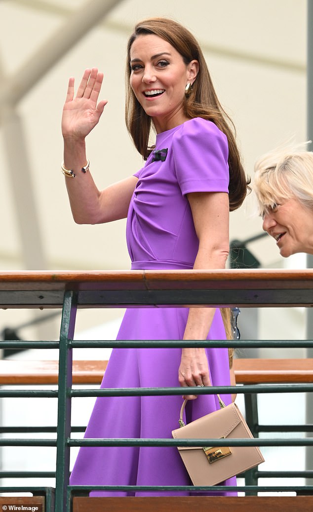 Pictured: The Princess of Wales made one of her few solo appearances this year when she attended the men's singles final at Wimbledon in July 2024