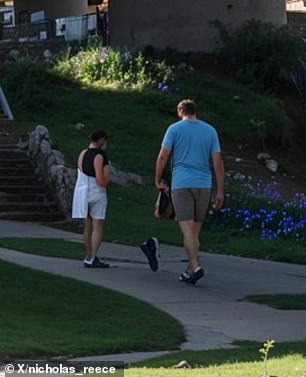 One of the images appeared to show a man 'walking with his pet shoe'