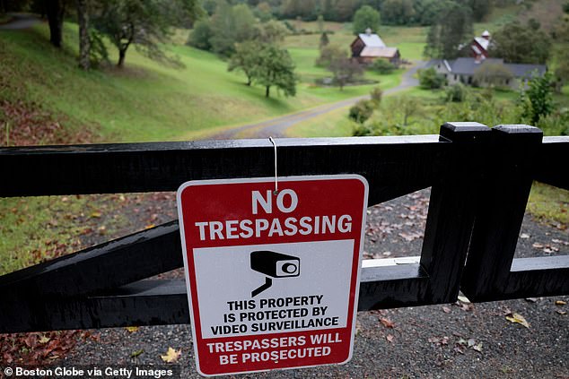 A sign was placed on a gate at Sleepy Hollow Farm warning people to stay away