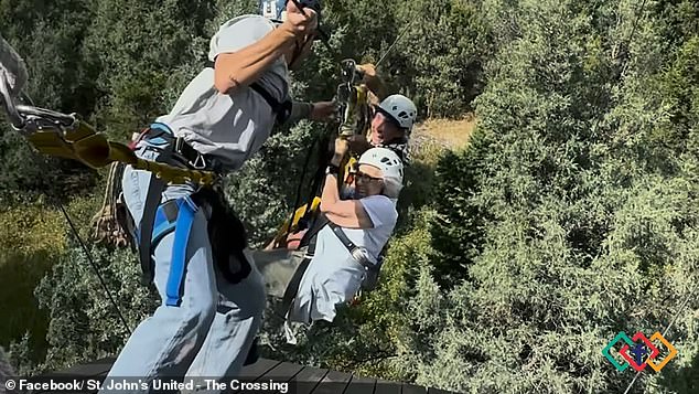 Lynn is the oldest customer to ride a zipline with Montana Whitewater Rafting and Yellowstone Zipline, who customized the route for her