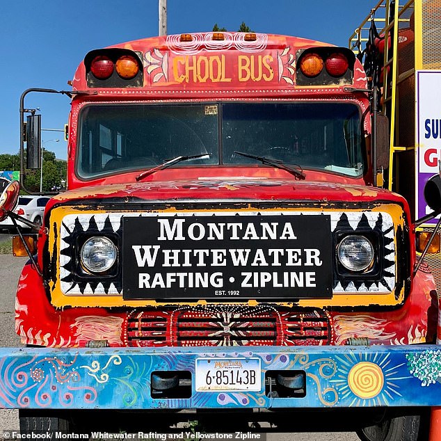 The bus that Montana Whitewater Rafting and Zipline uses to transport customers